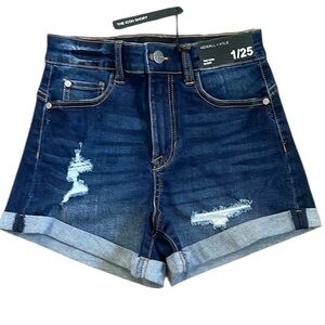 Kendall + Kylie The Icon Denim Cuffed Distressed Shorts 1/25 NWT